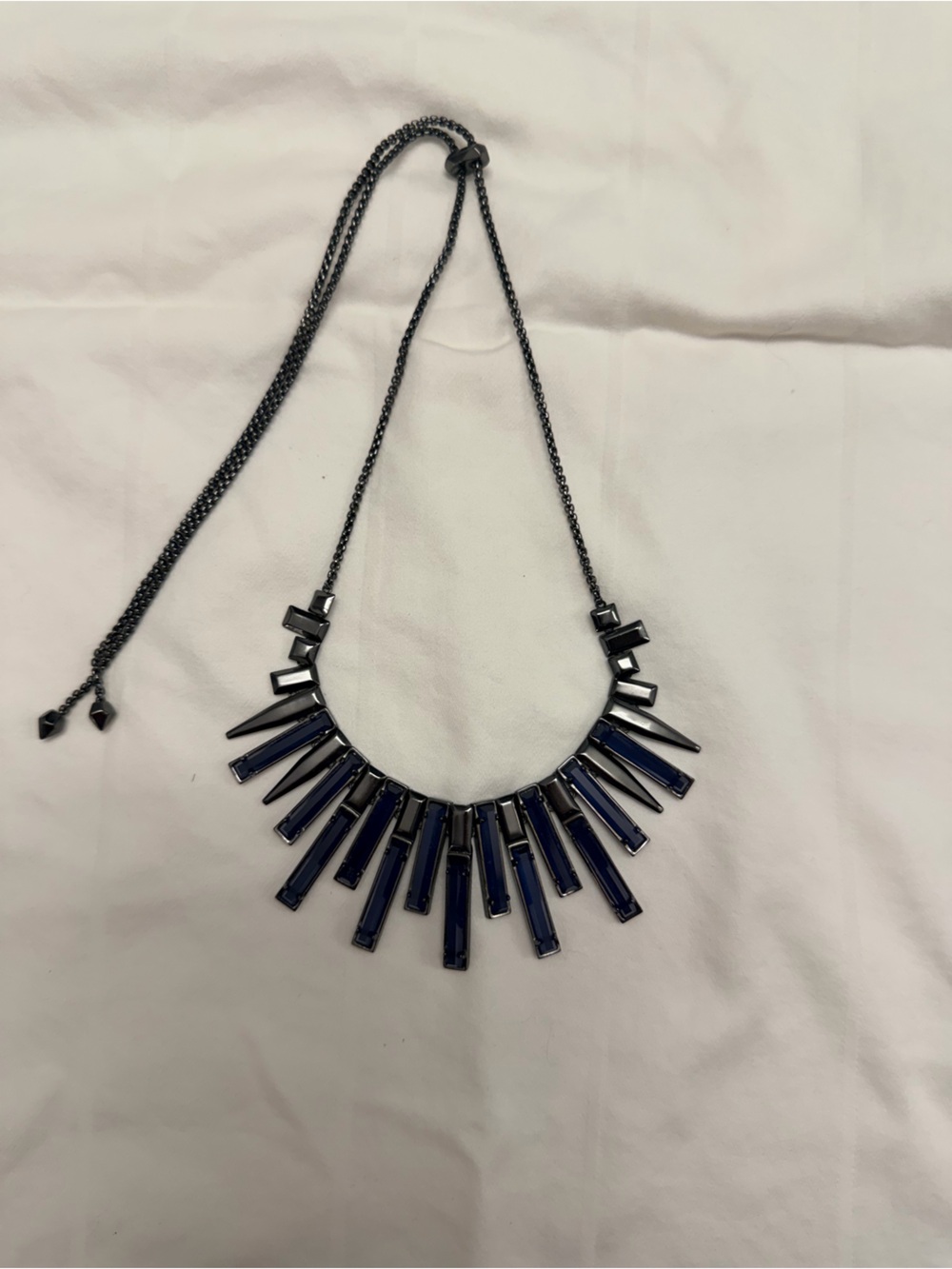Kendra Scott Louise Adjustable Gunmetal and Navy Necklace